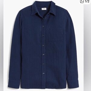 J.Crew Navy Blue Double Gauze Button Up Shirt